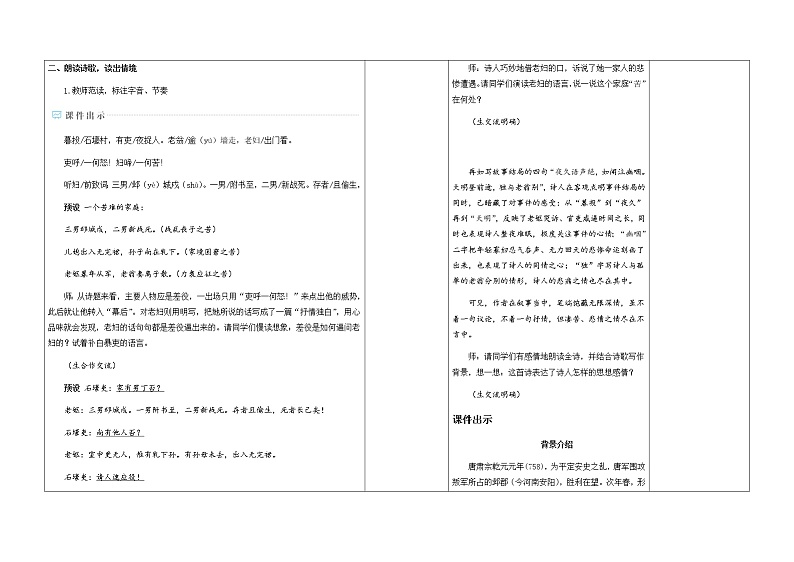 八年级 语文《唐诗石壕吏》(1)教案第2页