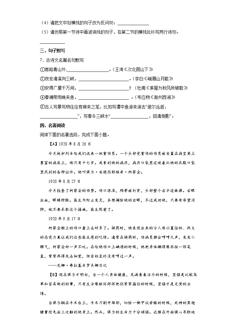 2022年四川省成都市中考语文练习试题(九)第3页