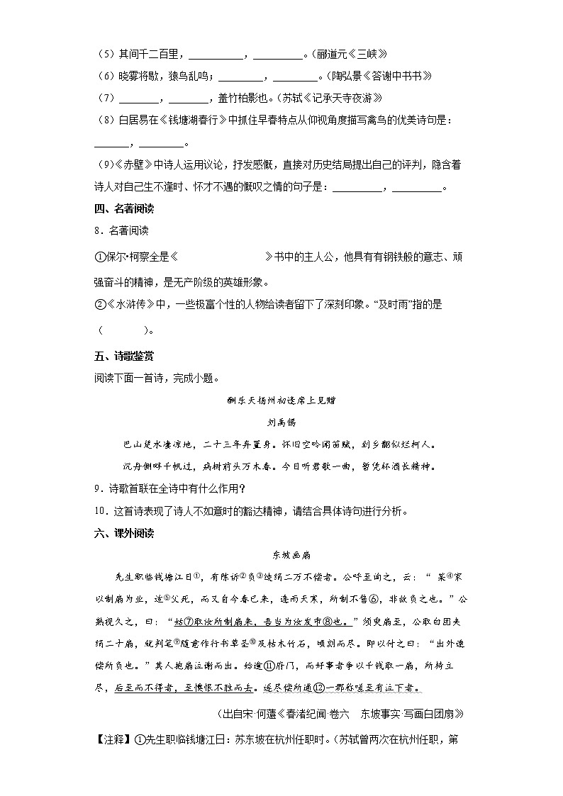 2022年四川省成都市中考语文练习试题(六)第3页