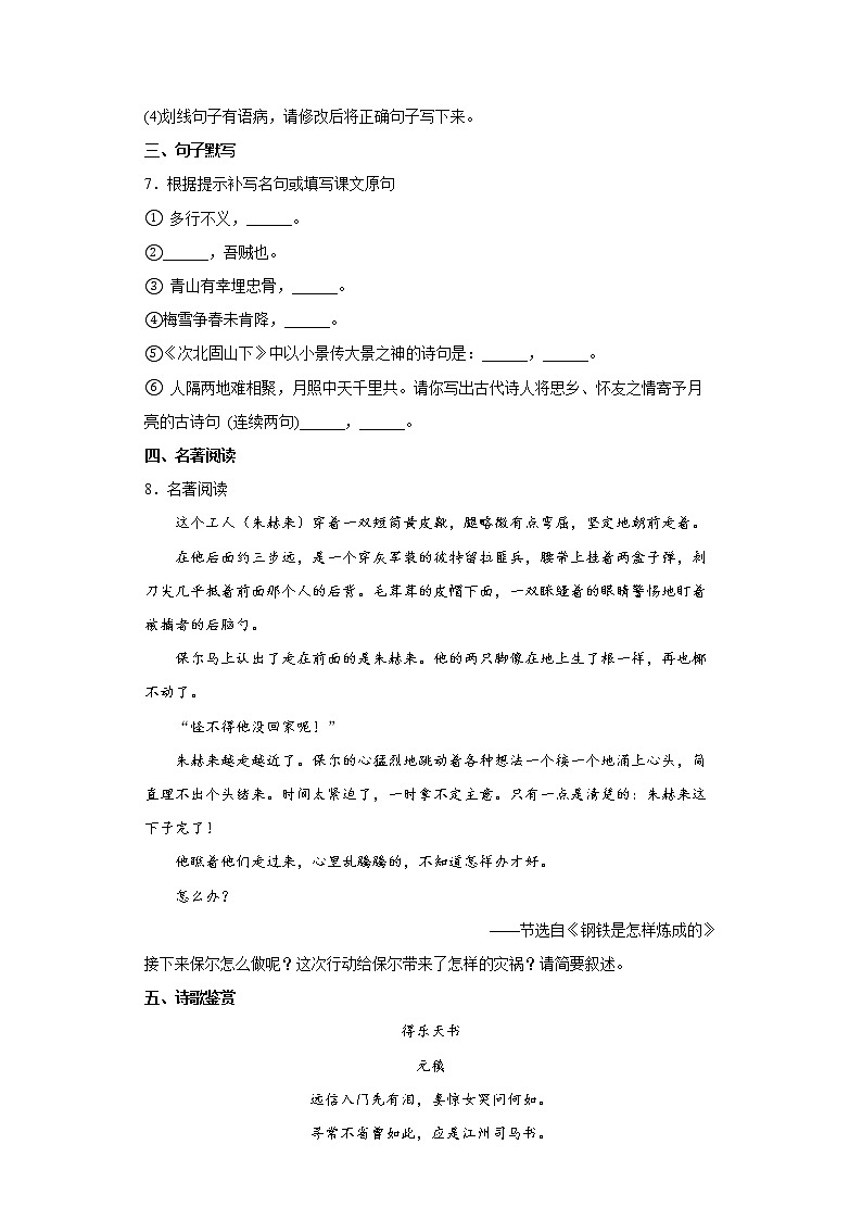 2022年四川省成都市中考语文练习试题(二)第3页