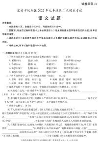 2022年陕西省宝鸡市凤翔区中考二模语文试题（含答案）