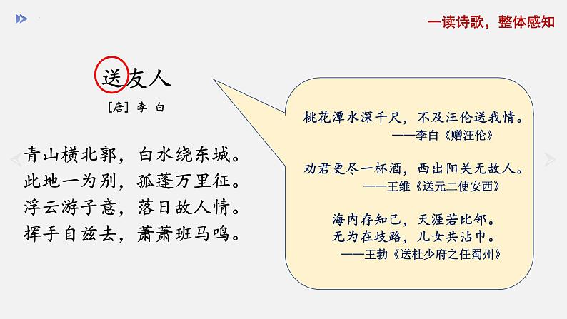 第六单元课外古诗词诵读《送友人》课件(共22张PPT)2021—2022学年部编版语文八年级下册04