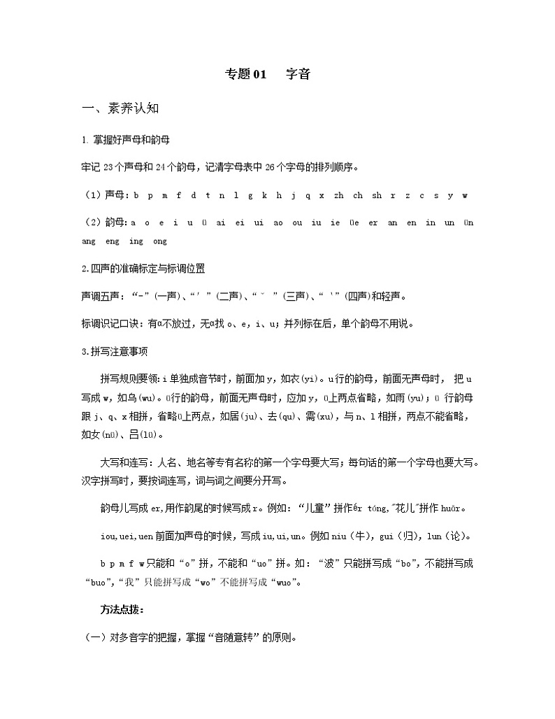 2022年中考语文重难点突破01 字音 (含答案解析)第1页