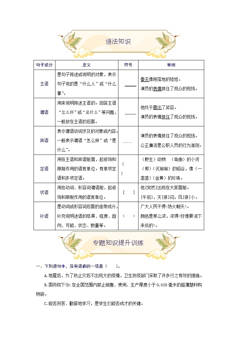 专题六 病句辨析(难点)-2021-2022学年七年级语文上册期末考试划重点(部编版)(解析版)第3页