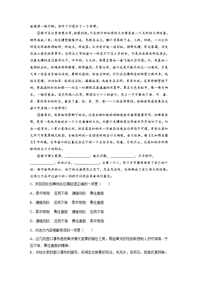 專題09 課文理解與檢測-2021-2022學年八年級語文下學期期末專項復習（部編版）（原卷版）第2頁