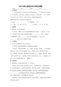 【中考真题】2022年浙江省杭州市中考语文试卷（附答案）