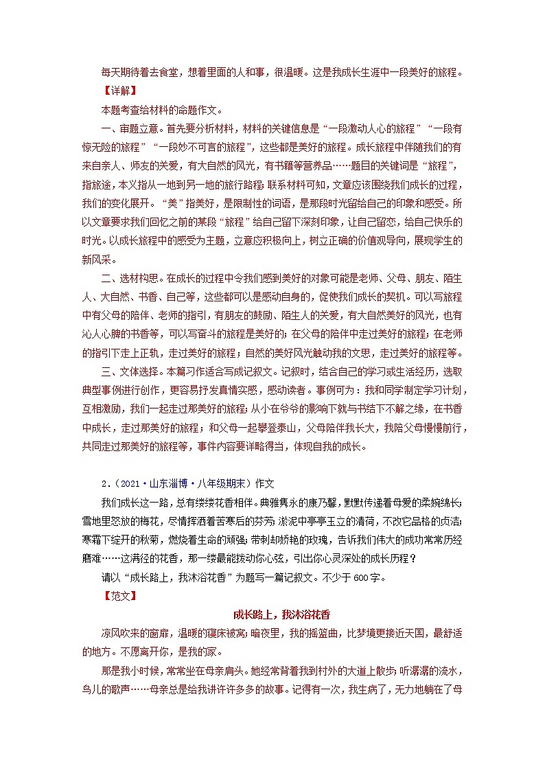 专题14:写作-2021-2022学年八年级语文下学期期末考点大串讲(部编版)第2页