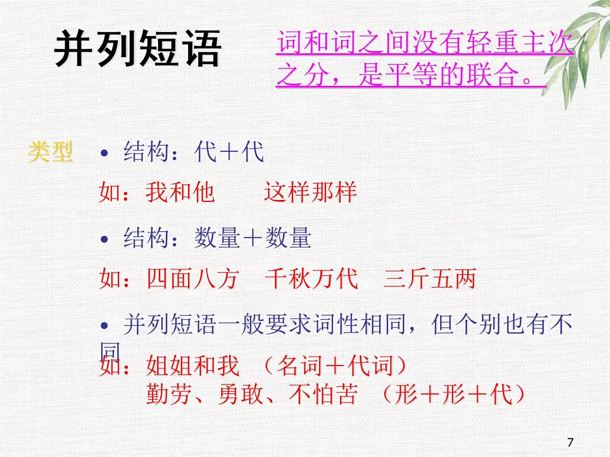 短语类型 七年级下册语文期末复习 课件第7页