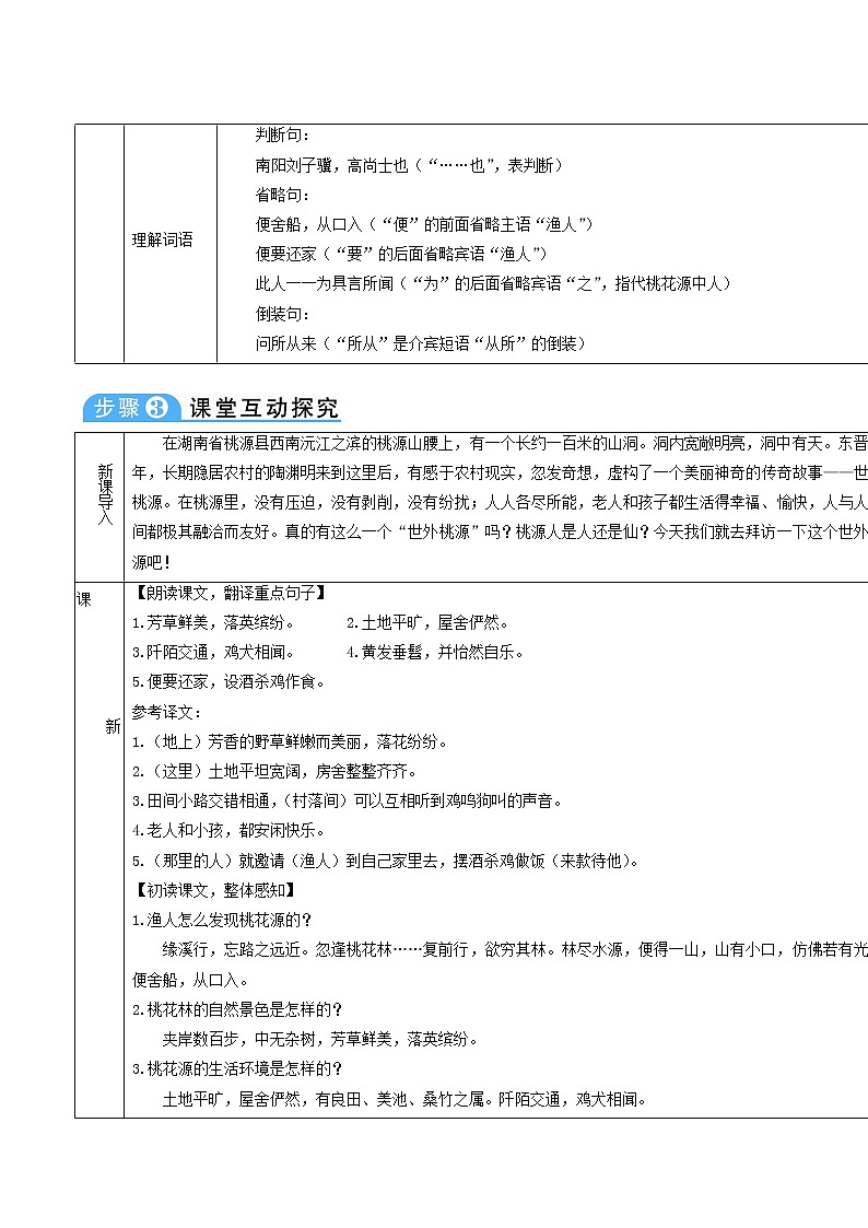 人教版八年级语文下册第3单元9桃花源记2教案03