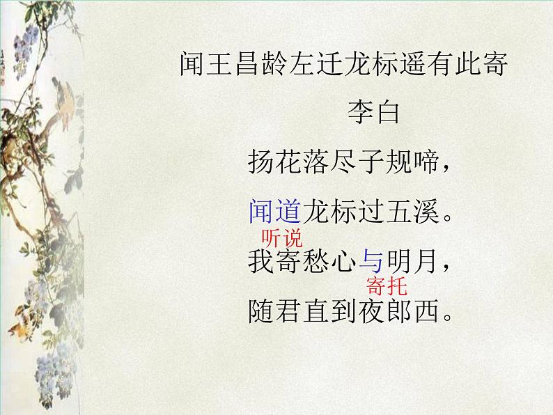 部编版七年级语文上册--4.2《闻王昌龄左迁龙标遥有此寄》课件第5页