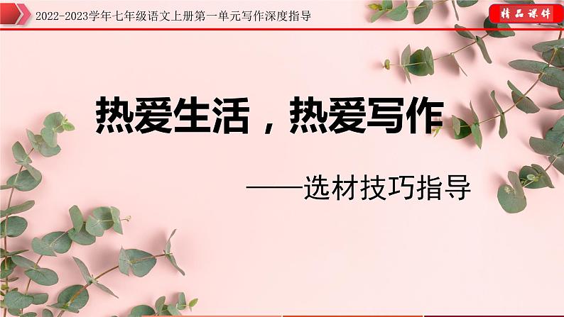 2022-2023学年七年级语文上册单元写作深度指导(部编版)-专题01 选材技巧指导课件01