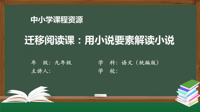 第四单元 迁移阅读课：用小说要素解读小说-课件 初中语文人教部编版（五四制）九年级上册01