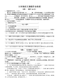 浙江省台州市书生中学2022-2023学年九年级上学期暑假作业检查语文试题(Word版含答案)
