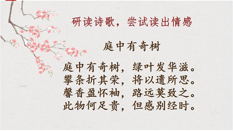 人教部编版八年级上册《庭中有奇树》教学课件08