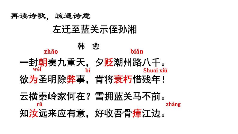 人教部编版九年级上册《左迁至蓝关示侄孙湘》课件第6页