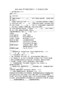 安徽省合肥市庐江县2022-2023学年九年级上学期阶段测试语文试题(含答案)