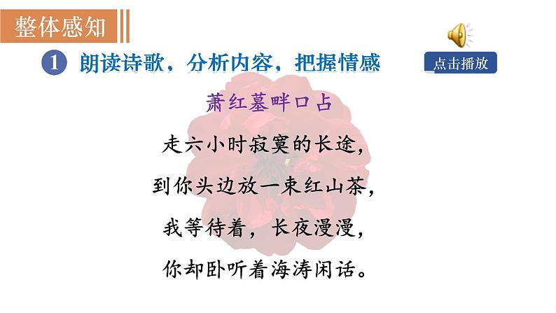 统编版九年级语文下册课件 第1单元 3短诗五首 第2课时 萧红墓畔口占05