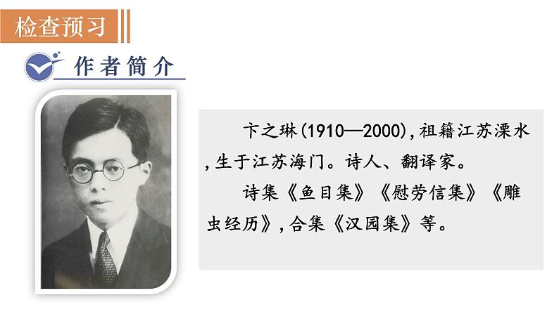 统编版九年级语文下册课件 第1单元 3短诗五首 第3课时 断章 风雨吟 统一03