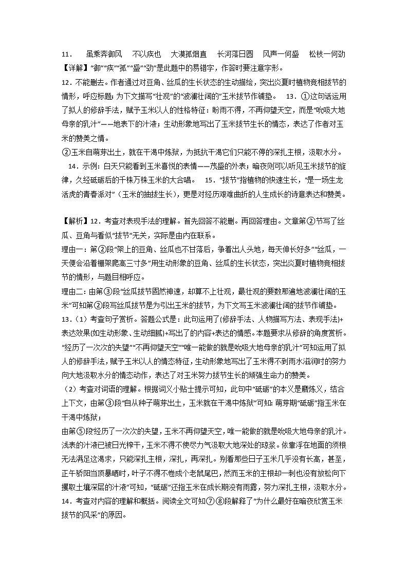 2022-2023学年八年级语文上学期期中考前必刷卷(江西专用)(全解全析)第3页
