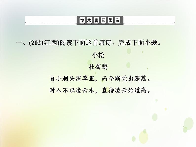 中考语文复习专题阅读第二部分古诗文阅读与积累专题一古诗词阅读课件03