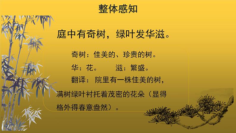 【教学课件】庭中有奇树示范课件06
