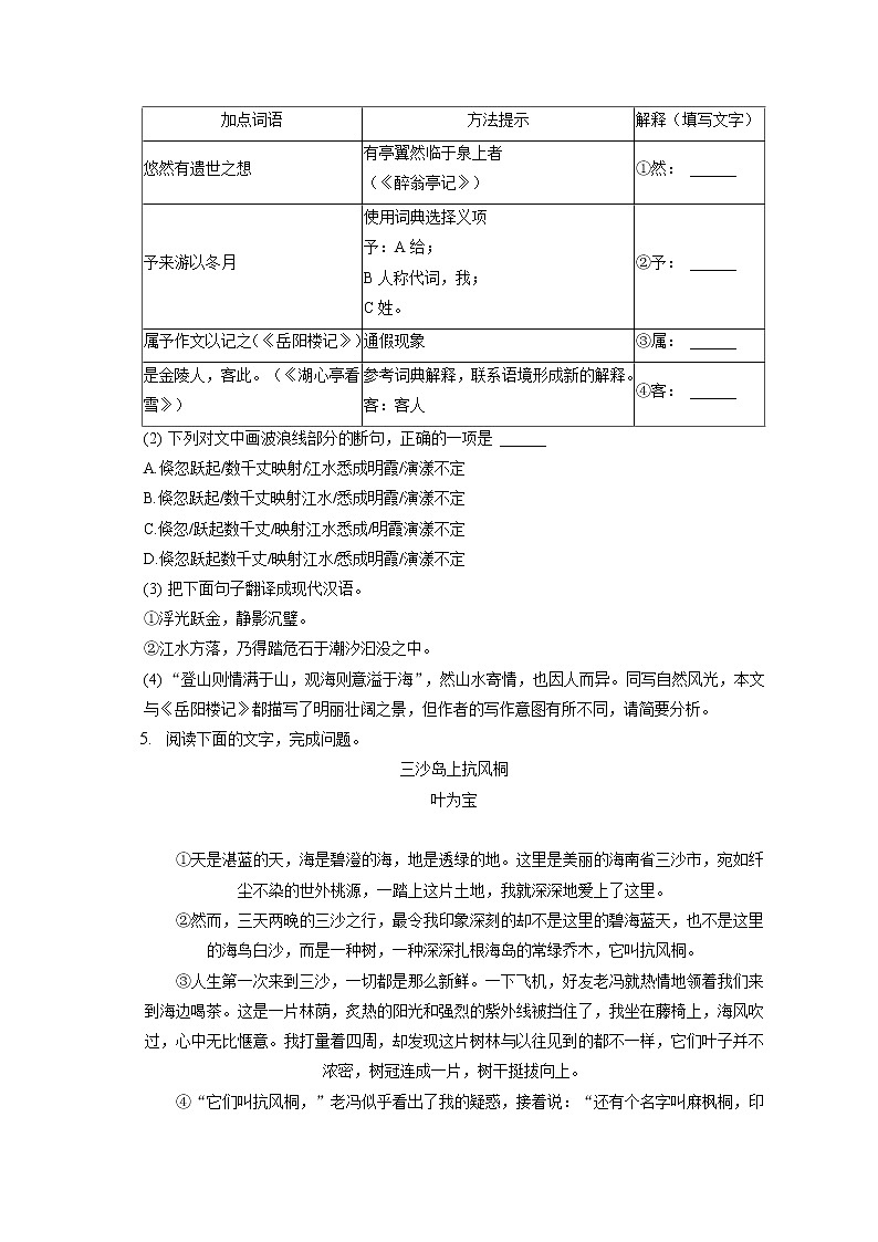 2022-2023学年福建省泉州市永春县侨中片区学校联考九年级(上)期中语文试卷(含答案解析)第3页