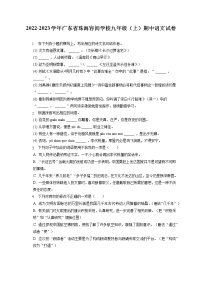 2022-2023学年广东省珠海容闳学校九年级（上）期中语文试卷（含答案解析）