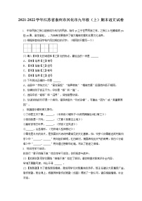2021-2022学年江苏省泰州市兴化市九年级（上）期末语文试卷（含答案解析）
