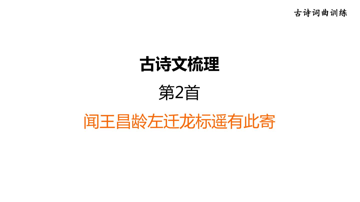 中考语文复习古诗文梳理第2首闻王昌龄左迁龙标遥有此寄课后练课件