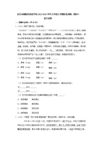 北京市朝陽外國語學校2022-2023學年八年級上學期階段訓練（期中）語文試題(含答案)