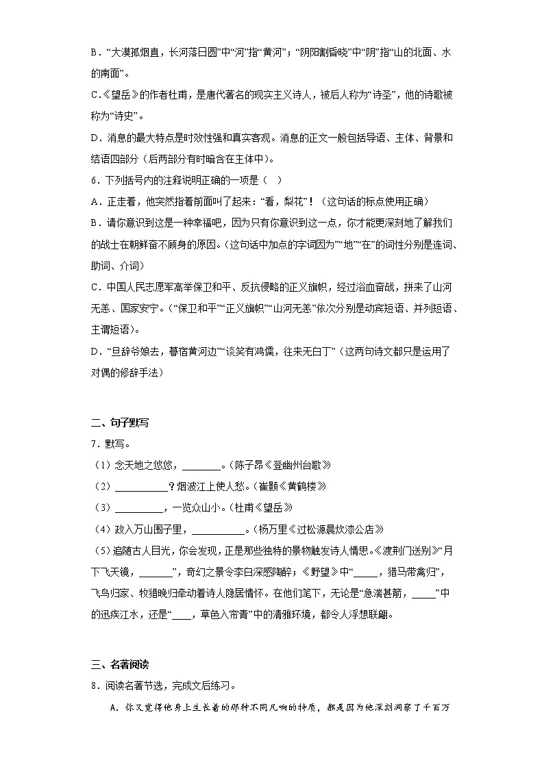山东省滨州市滨城区2022-2023学年八年级上学期期中语文试题(含答案)第2页