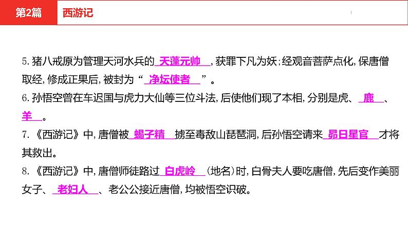 中考总复习语文名著练习第2篇 西游记课件第8页