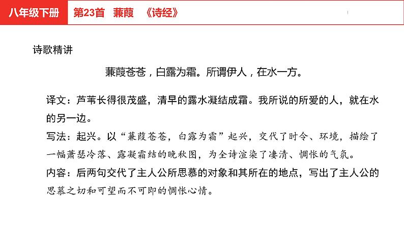 中考总复习语文古诗词曲鉴赏专题第23首 蒹葭课件05
