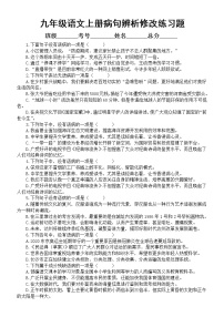 初中语文部编版九年级上册期末病句的辨识与修改专项练习（2022秋）（附参考答案）