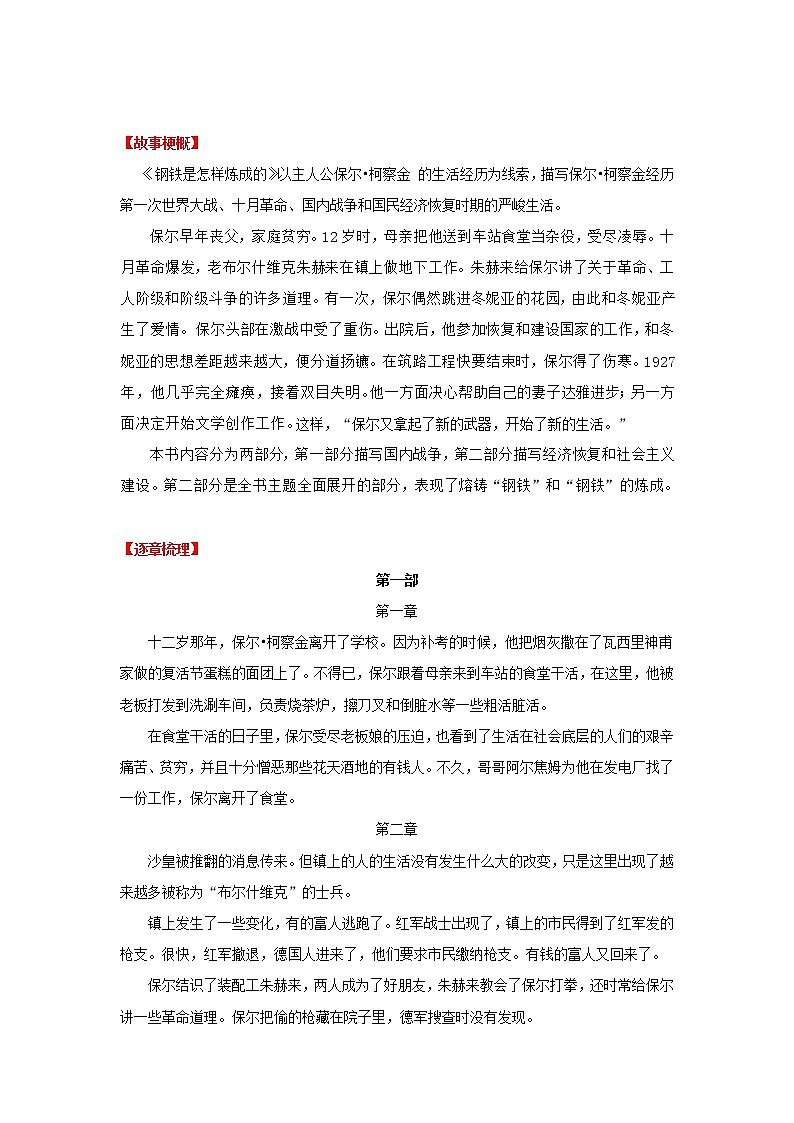 专题09《钢铁是怎样炼成的》阅读指导--备战2023年中考名著阅读指导+中考真题及典型模拟题训练第2页