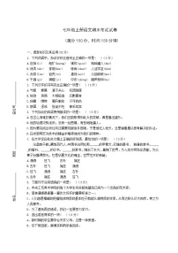七年级上册语文期末考试试卷含答案