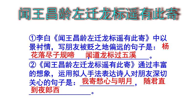 七上语文古诗文理解性默写题集锦课件PPT05