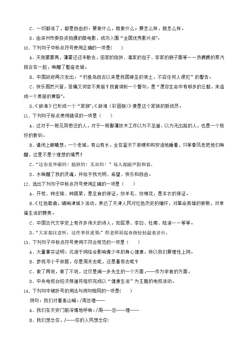 中考语文一轮专题复习:标点符号第3页