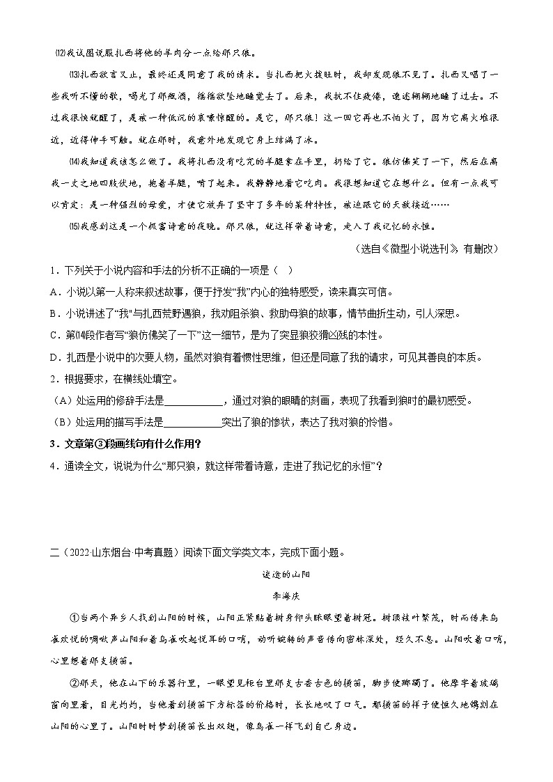专题14:记叙文阅读之句段的作用【习题精练】-备战2023年中考语文一轮复习(全国通用) (解析版)第2页