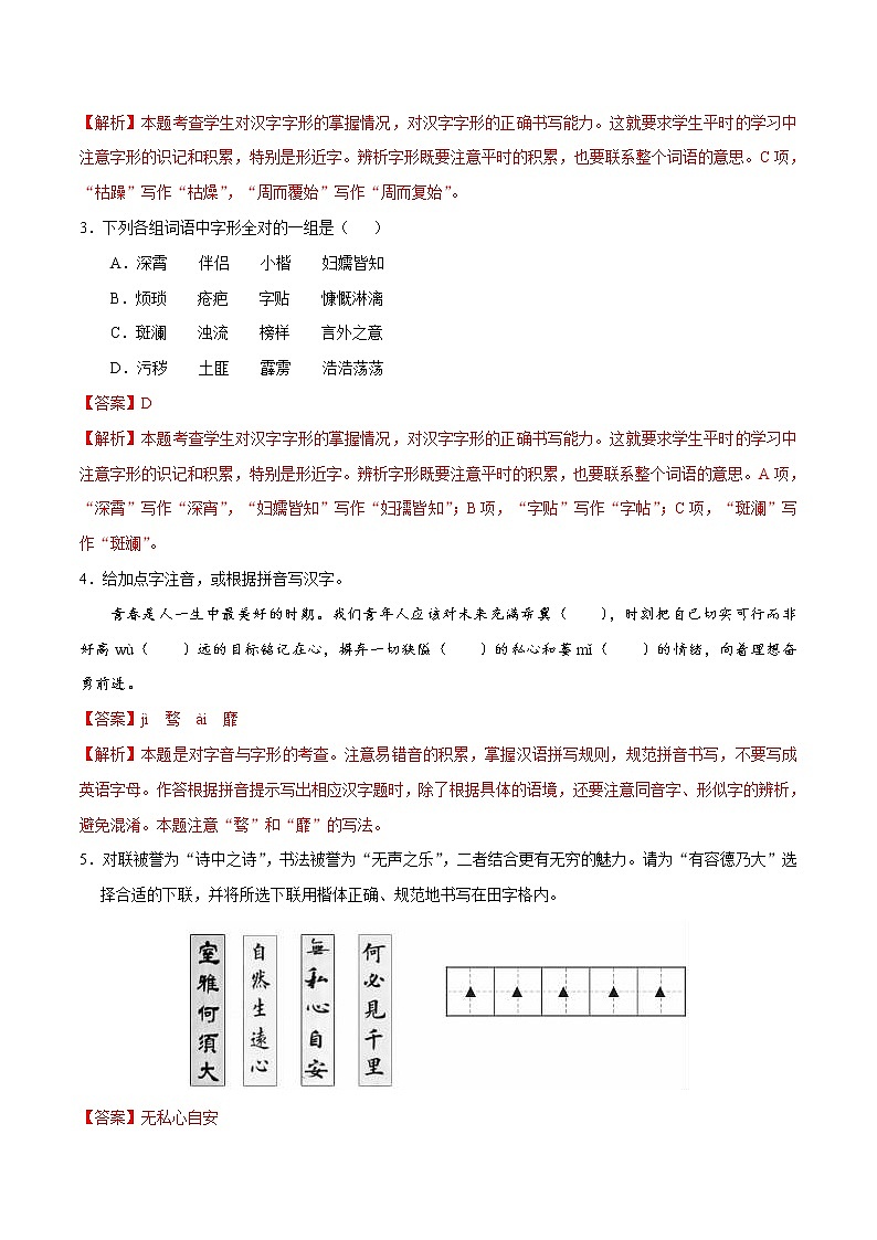 初中语文中考复习 考点02 字形-备战2020年中考语文考点一遍过第2页