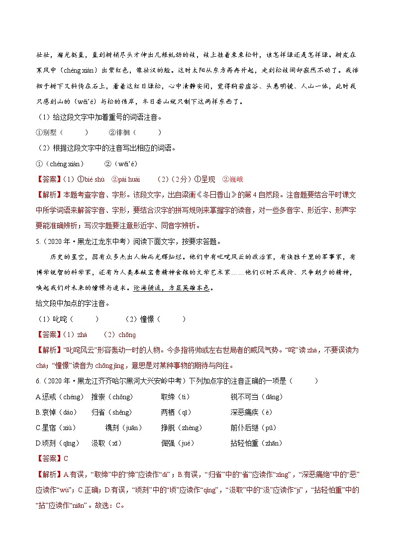 考点01 字音- 《三步冲刺中考%U2022语文》(全国通用)之第1步小题夯基础(解析版)第2页
