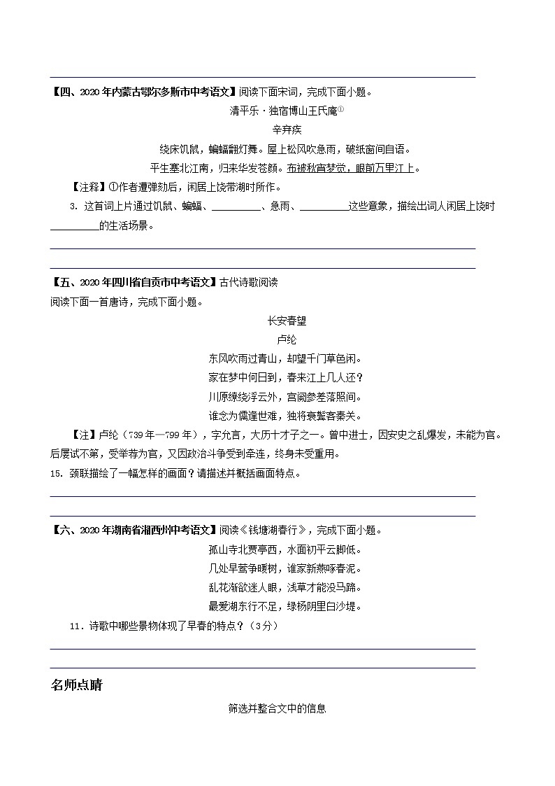 专题13 古诗词内容概括- 中考语文考前抓大分技法之古诗词鉴赏(原卷版)第3页