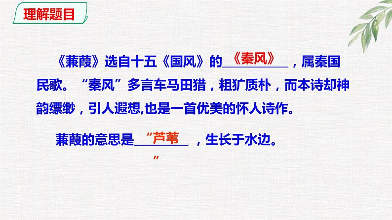 第12课《蒹葭》精讲课件 八年级下册语文 第三单元2023年春 部编人教版第6页
