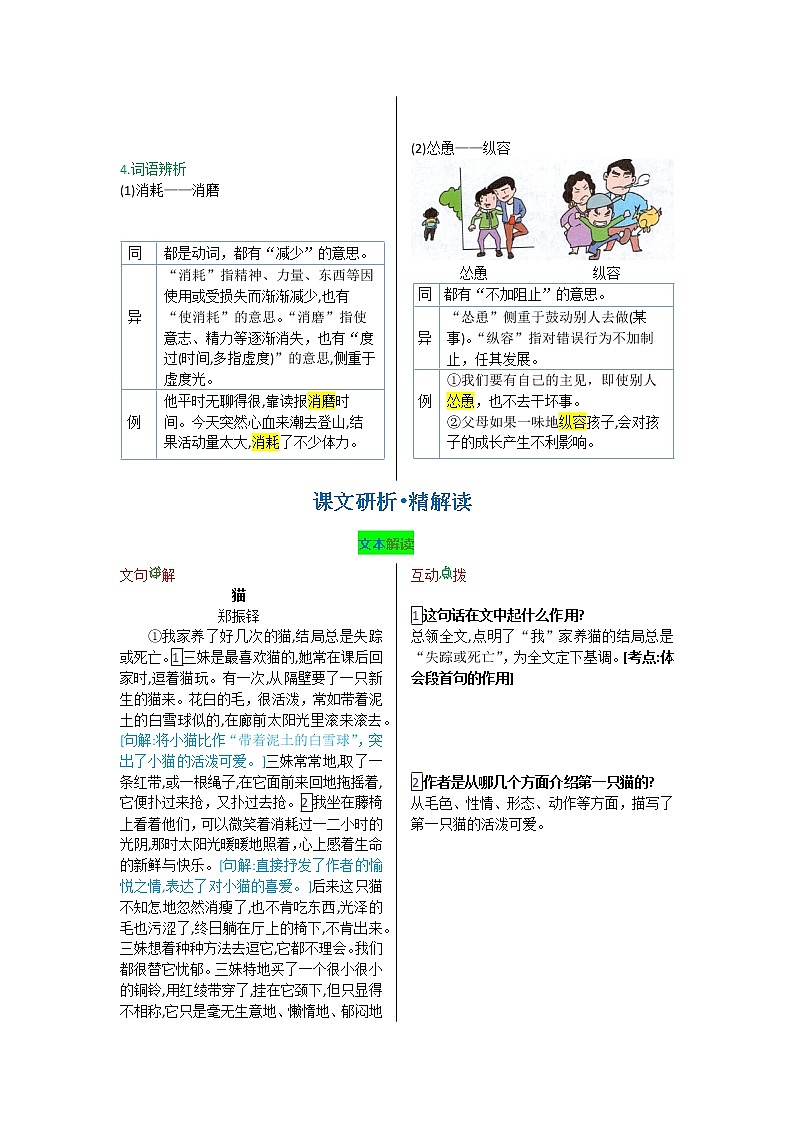 第五单元 第十六课 猫-【教材解读】人教部编版语文七年级上册 试卷03