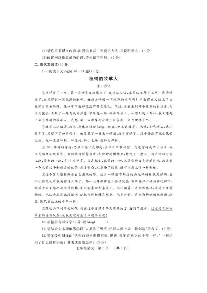 河南省洛阳市宜阳县2022-2023学年七年级上学期期末语文试题03