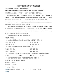 2022年湖南省永州市中考语文真题（教师版）