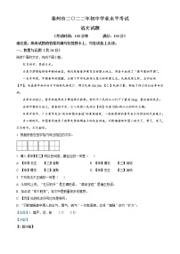 2022年江苏省泰州市中考语文真题（教师版）