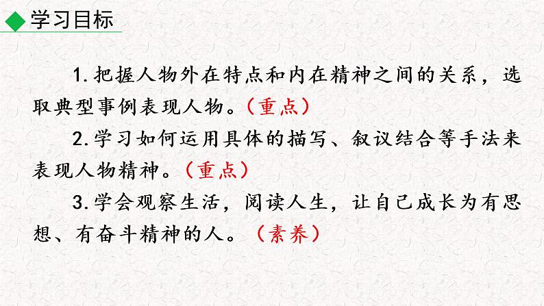 第一单元写作 写出人物精神 教学课件人教部编版 七年级下册语文第3页