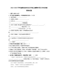 2022-2023学年福建省泉州市九年级上册期中语文专项突破模拟试题（含解析）
