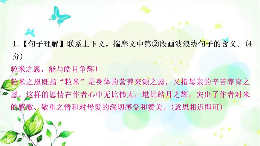 中考語文復(fù)習(xí)專題十二記敘文閱讀（一講——三講）作業(yè)課件第8頁